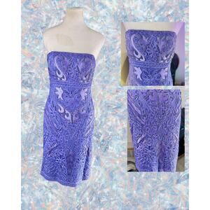 NWT Vintage Y2K Sue Wong Nocturne Periwinkle Beaded Bodycon Cocktail Dress 6